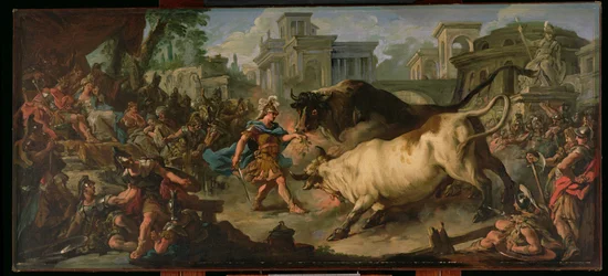 Jason zähmt die Stiere von Aeetes, 1742